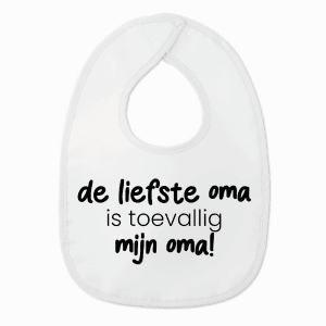 Slabbetje met tekst - De liefste oma is toevallig mijn oma - Wit/zwart