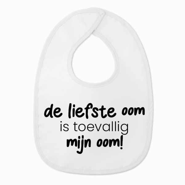 Slabbetje met tekst - De liefste oom is toevallig mijn oom - Wit/zwart