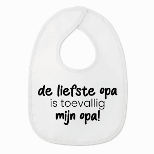 Slabbetje met tekst - De liefste opa is toevallig mijn opa - Wit/zwart