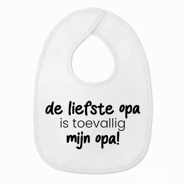 Slabbetje met tekst - De liefste opa is toevallig mijn opa - Wit/zwart