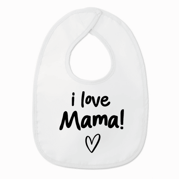 Slabbetje met tekst - I love mama met hartje - Wit/zwart