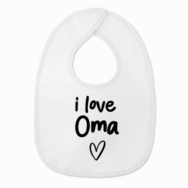 Slabbetje met tekst - I love oma met hartje - Wit/zwart