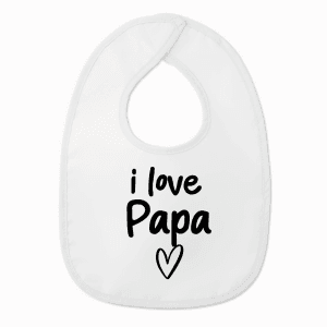 Slabbetje met tekst - I love papa met hartje - Wit/zwart