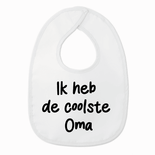 Slabbetje met tekst - Ik heb de coolste oma - Wit/zwart