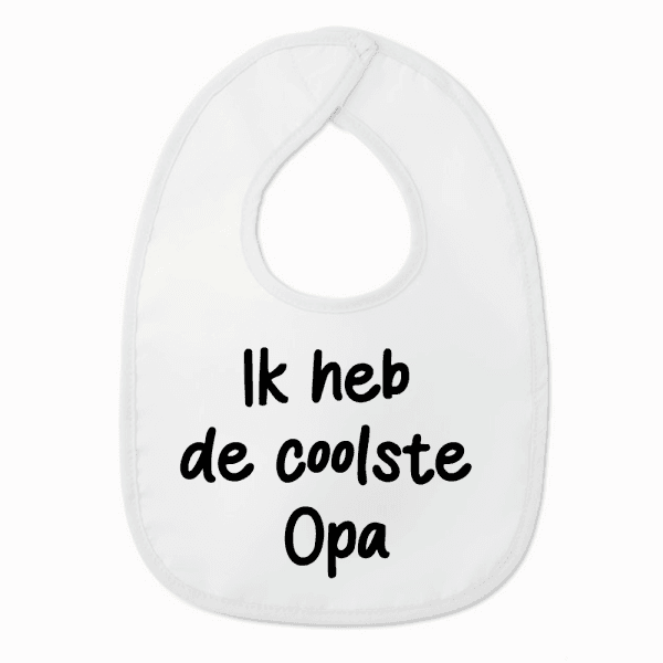 Slabbetje met tekst - Ik heb de coolste opa - Wit/zwart