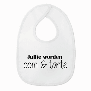 Slabbetje met tekst - Jullie worden Oom & Tante - Zwangerschapsaankondiging - Wit/zwart