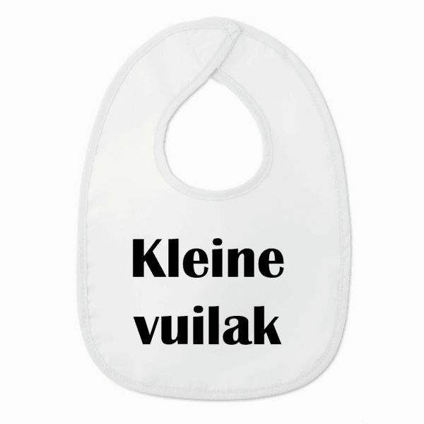 Slabbetje met tekst - Kleine Vuilak - Wit/zwart