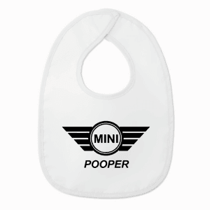 Slabbetje met tekst - Mini Pooper - Wit/zwart