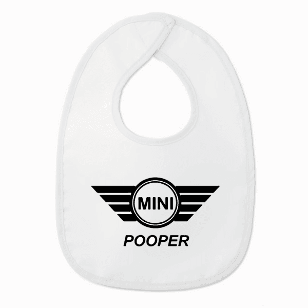 Slabbetje met tekst - Mini Pooper - Wit/zwart