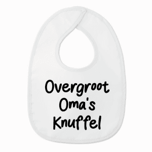 Slabbetje met tekst - Overgroot Oma's Knuffel - Wit/zwart