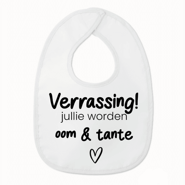 Slabbetje met tekst - Verrassing oom en tante - Zwangerschaps aankondiging - Wit/zwart